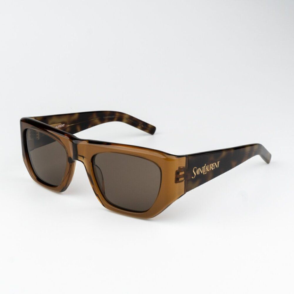 NEW Saint Laurent SL740 002 Brown Havana Square Unisex Sunglasses